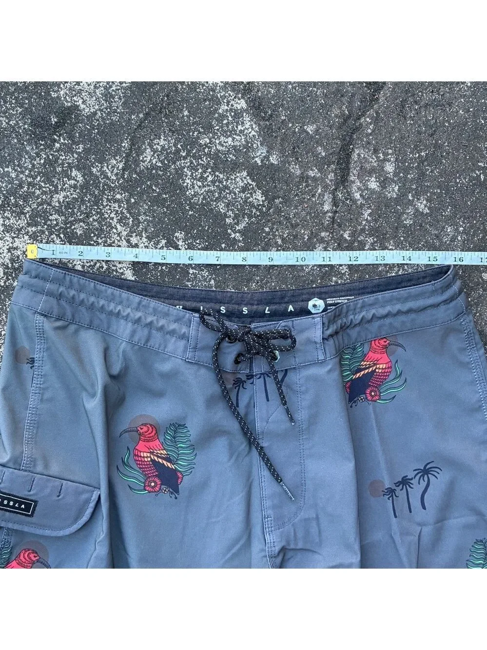 Vissla Tropical Bird in Paradise Boardshorts in Gray - Size 34